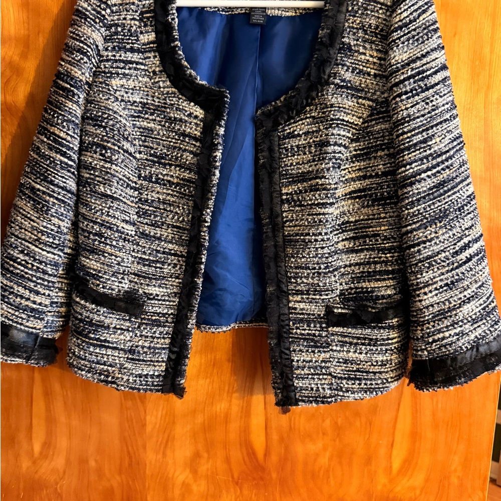 INC International Concepts Navy Tweed Blazer